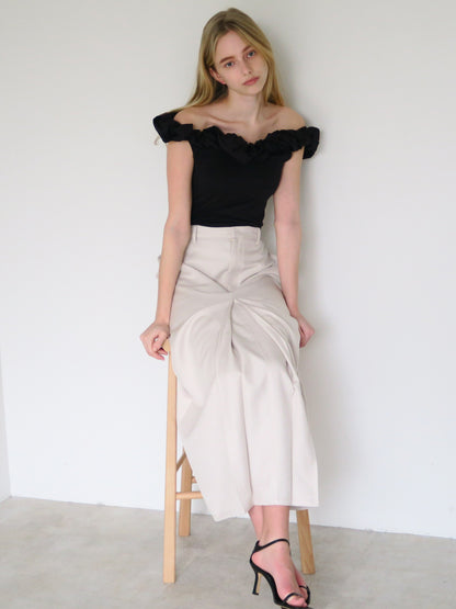 [ SAMPLE SALE ] front tuck wide skirt