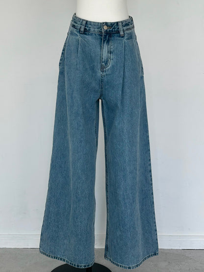 obsess double tuck wide jeans