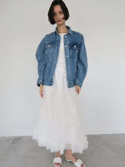 volume tulle flare skirt