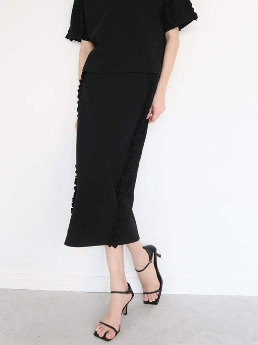 side frill slim long skirt